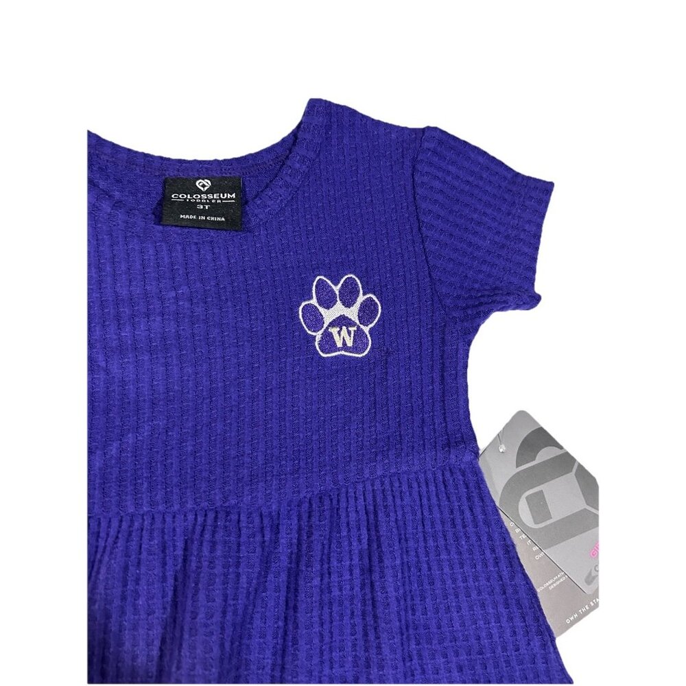 NEW Washington Huskies Colosseum Purple Waffle Dress Girl's Toddler 3T - Picture 4 of 9